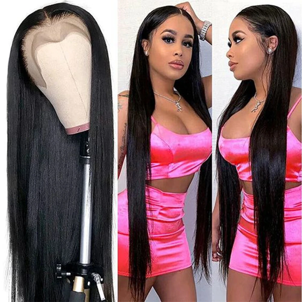 

40 46 48 Inches Straight Lace Front Human Hair Wigs 13x4 Lace Frontal Wigs for Women Pre Plucked Brazilian Remy Hair 250 Density