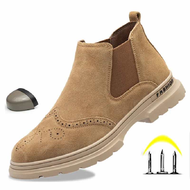 

Retro Designer Men Boots Steel Toe Cap Work Safety Shoes Non-slip Construction Indestructible Shoes Outdoor Tactical Boots