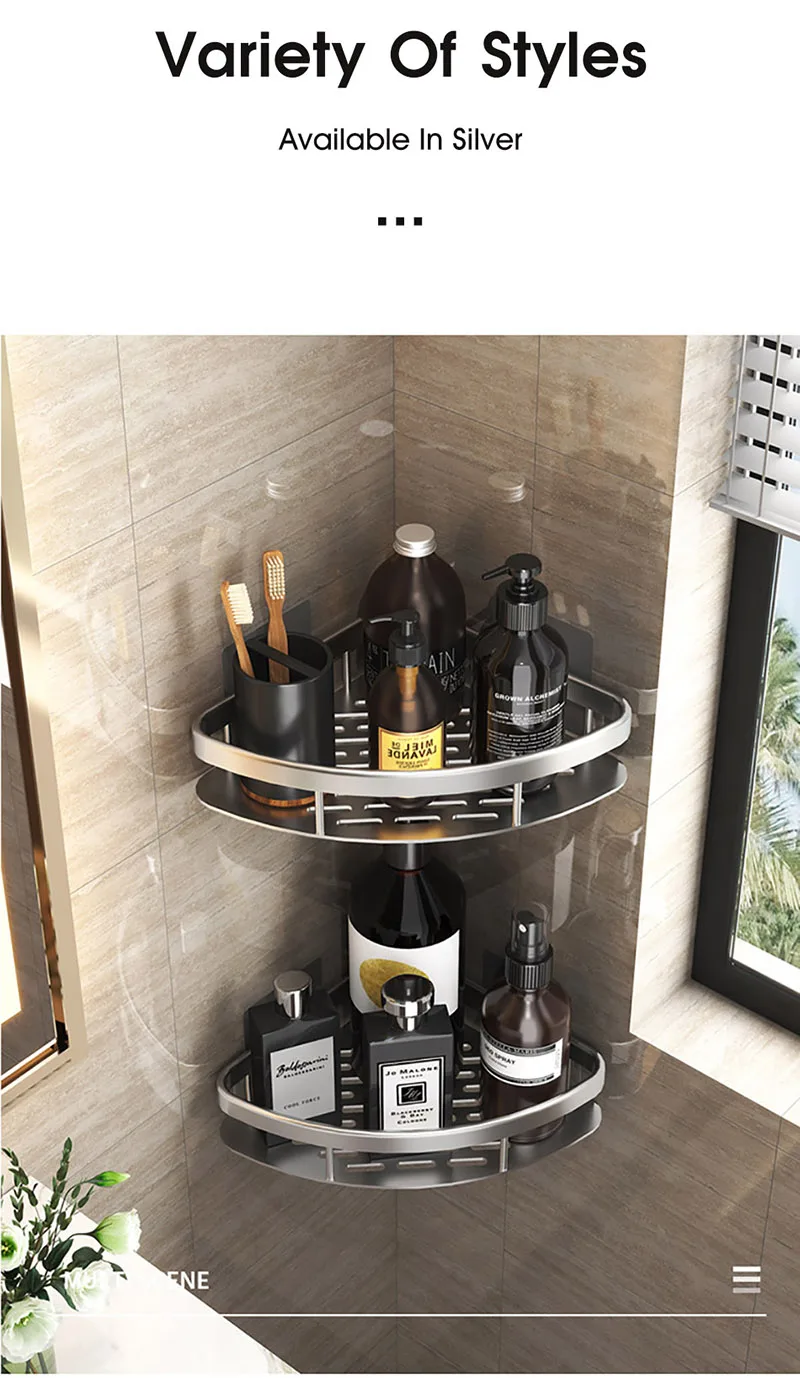 LATERN Sans Forage Etagère d'Angle Etagère de Douche Etagère de Salle de Bain - Aluminium Antirouille Stockage Rangement 2 Tablettes pour shampoing Savon LATERN Sans Forage Etagère d'Angle Etagère de Douche Etagère de Salle de Bain - Aluminium Antirouille Stockage Rangement 2 Tablettes pour shampoing Savon