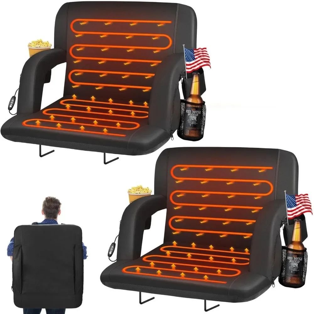

Heated Stadium Seats for Bleachers, Foldable Stadium Chair, USB 3 Levels of Heat, Outdoor Camping Chair