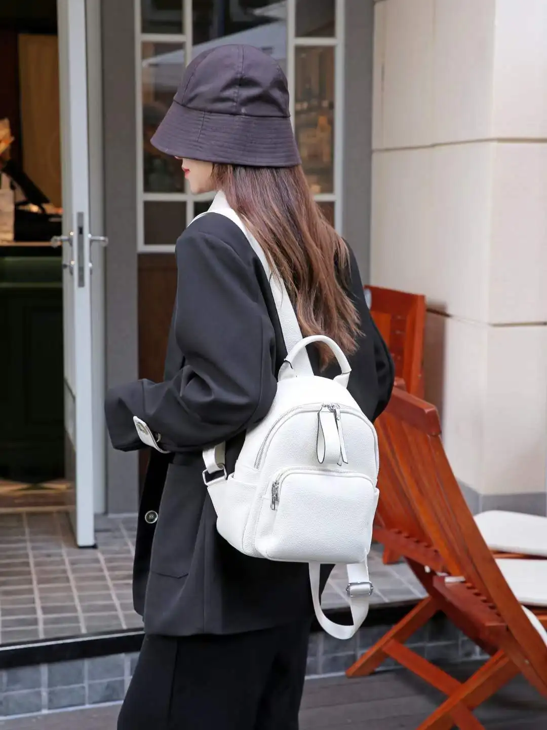 Kleiner echter Rindsleder rucksack Anti-Diebstahl Damen Reisetasche lässig Echt leder Rucksack – Detail 8