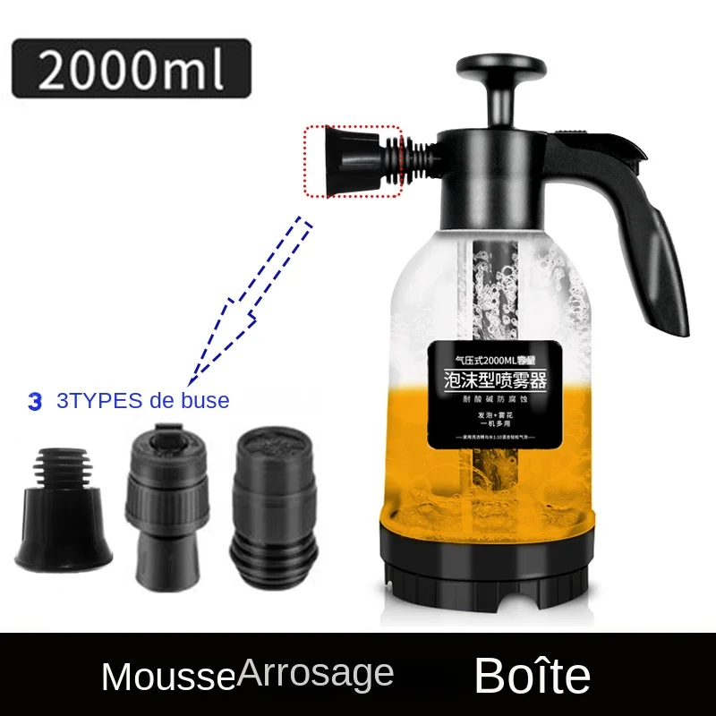 Pulvérisateur à Mousse pour Lavage de Voiture, Bouteille de Pulvérisation  pour Nettoyage de Vitres avec 3 Types de Buses, Pompe Manuelle 2L, Canon  Pneumatique Manuel