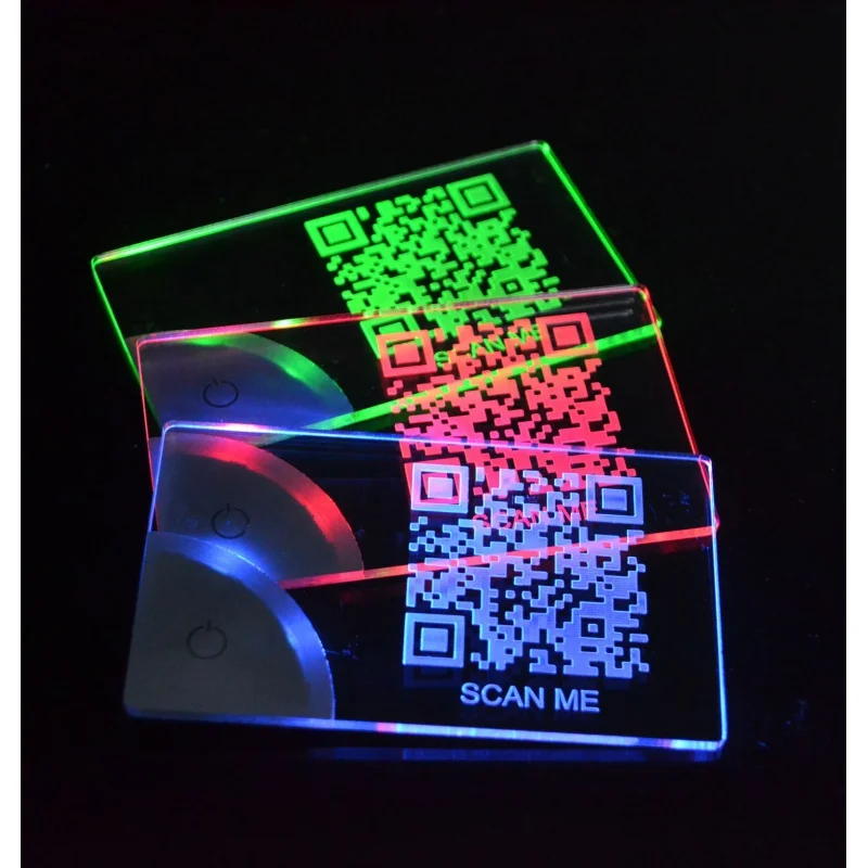 

Custom LINLI New Laser Engraved LED Business Card Light Custom Design Acrylic Luminescence Visiting Card