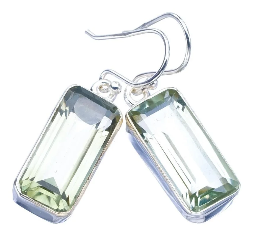 

StarGems Green Amethyst Handmade 925 Sterling Silver Earrings 1.5" F5803