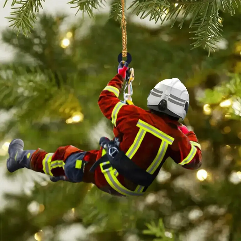 2D Christmas Firefighter Pendant Christmas Pendant Dwarf Car Statue Craft Party Accessories Decoration new year christmas decorations