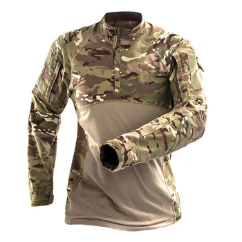 Camicia tattica Camicia da combattimento Abbigliamento da uomo Elasticità militare Camicia da uomo Maglietta mimetica Maglietta lunga militare multicam Abbigliamento da caccia