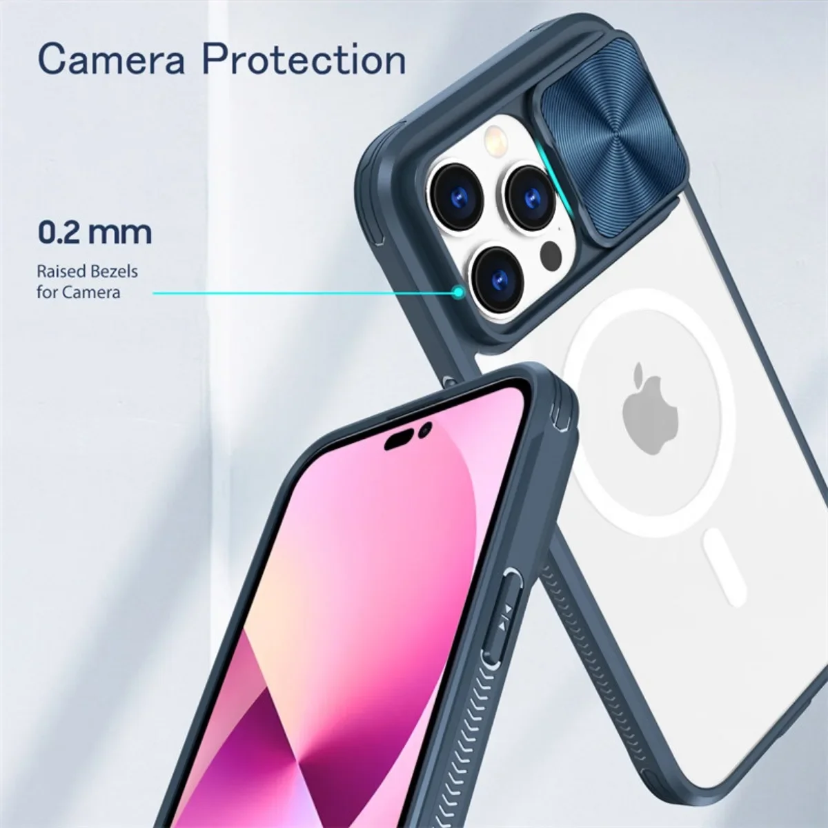 Magnetic Wireless Charging Shockproof Case with Slide Camera Lens Protection