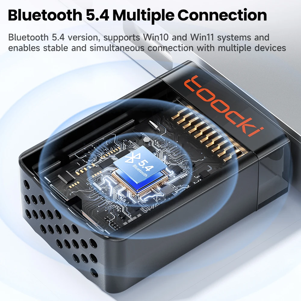 투키 900Mbps USB WiFi 6 어댑터 2.4G/5G 듀얼 밴드 블루투스 5.4 WiFi 카드 드라이브 무료 무선 네트 외장 수신기 (노트북용)