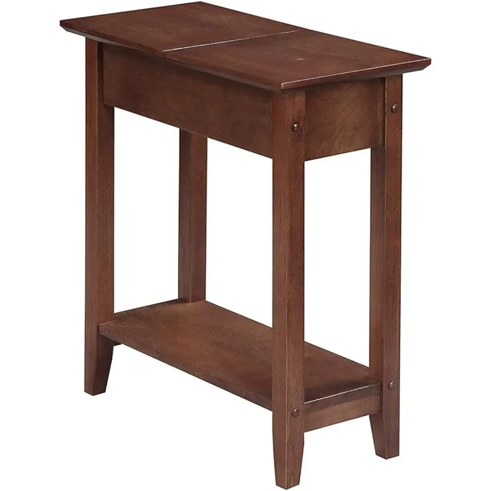 

American Heritage Flip Top End Table With Shelf Side Table Living Room Tables Walnut Bluetooth Speaker Console Furniture Coffee