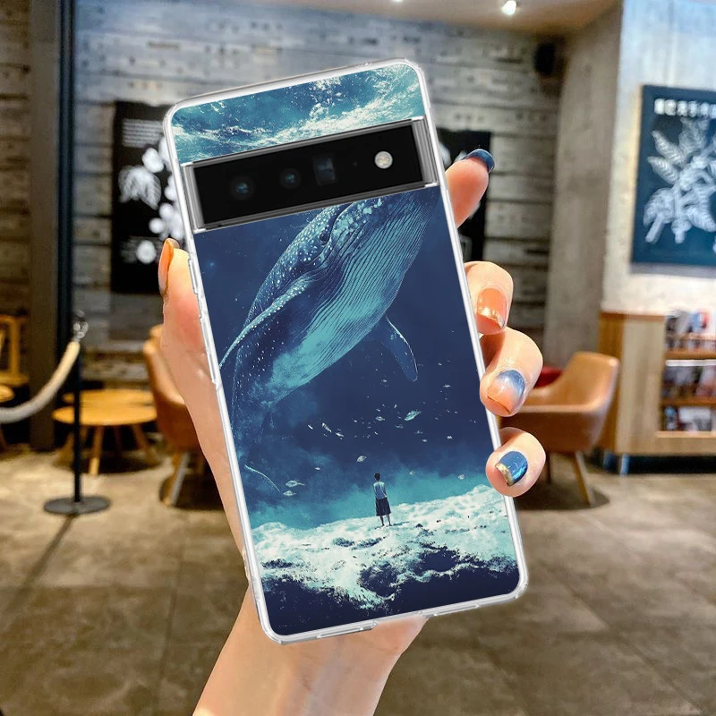 Ocean Whale Shark Swimming Transparent Phone Case - Soft Clear Cover