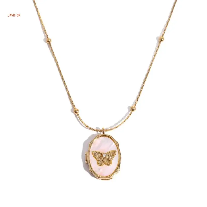 

Elegant Butterfly Photo Locket Necklace Picture Frame Pendant Neckchain for Birthdays, Anniversaries & Special Occasions