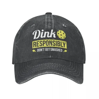 Dink Responsibly Funny Pickleball Spring Autumn Cap Hats Women Baseball Cap Vintage Hat Washed Denim Outdoor Casquette 1