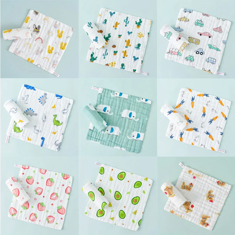 Baby Towels Handkerchief Bathing Washcloth Newborn 6 Layers Cotton Muslin Soft Infant Hand Towel 1pcs/5pcs 25*25CM