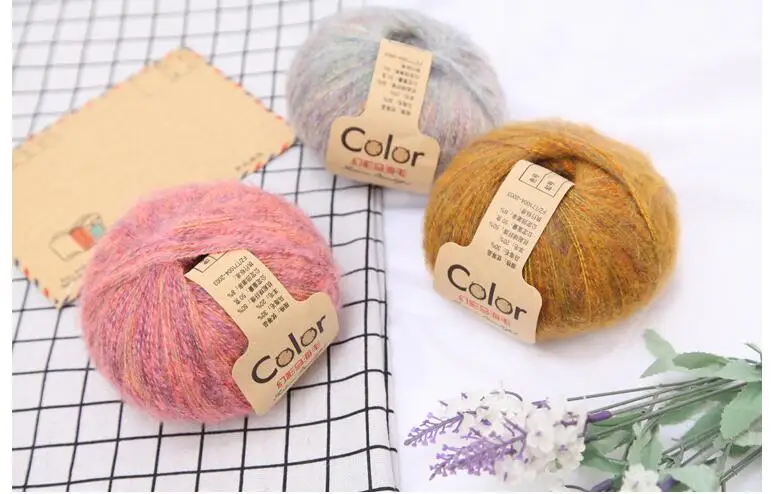 1Pc=50g Colorful Mohair Wool Yarn Knitting Soft Yarn Fingering Crochet Yarn Knitting Threads Angola mink wool yarn 3