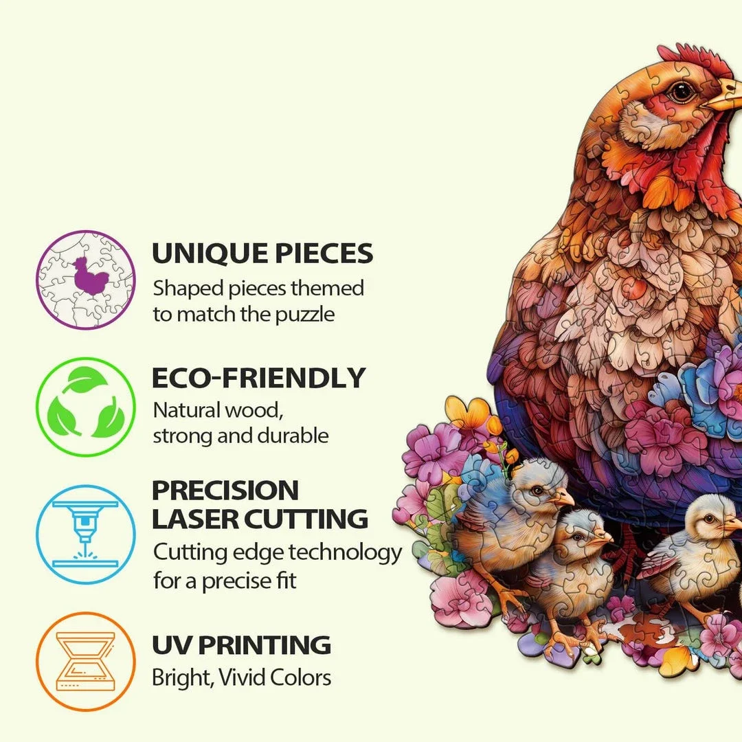 Color Chicken Animal Wooden Jigsaw Puzzle Adult Montessori Games Party Holiday Educational Gifts Kids Wood Jigsaws Toys jigsaw puzzles wooden jigsaw puzzles wooden puzzle toys