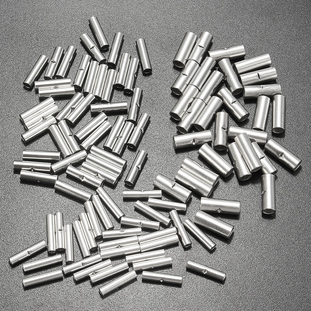 10/50 Non-Insulated Butt Wire Connector Ferrules Electrical Cable Terminal Copper Bare Tinned Crimp Terminal 0.2-35mm2 26-2AWG wire connectors