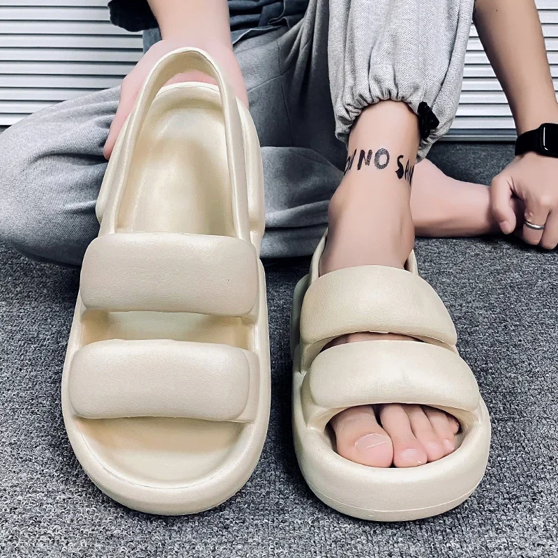 

Summer New Thick-soled Couple Men Sandals EVA Open-toe Solid Color Casual Trendy Versatile Non-slip Soft Shoes for Men and Women