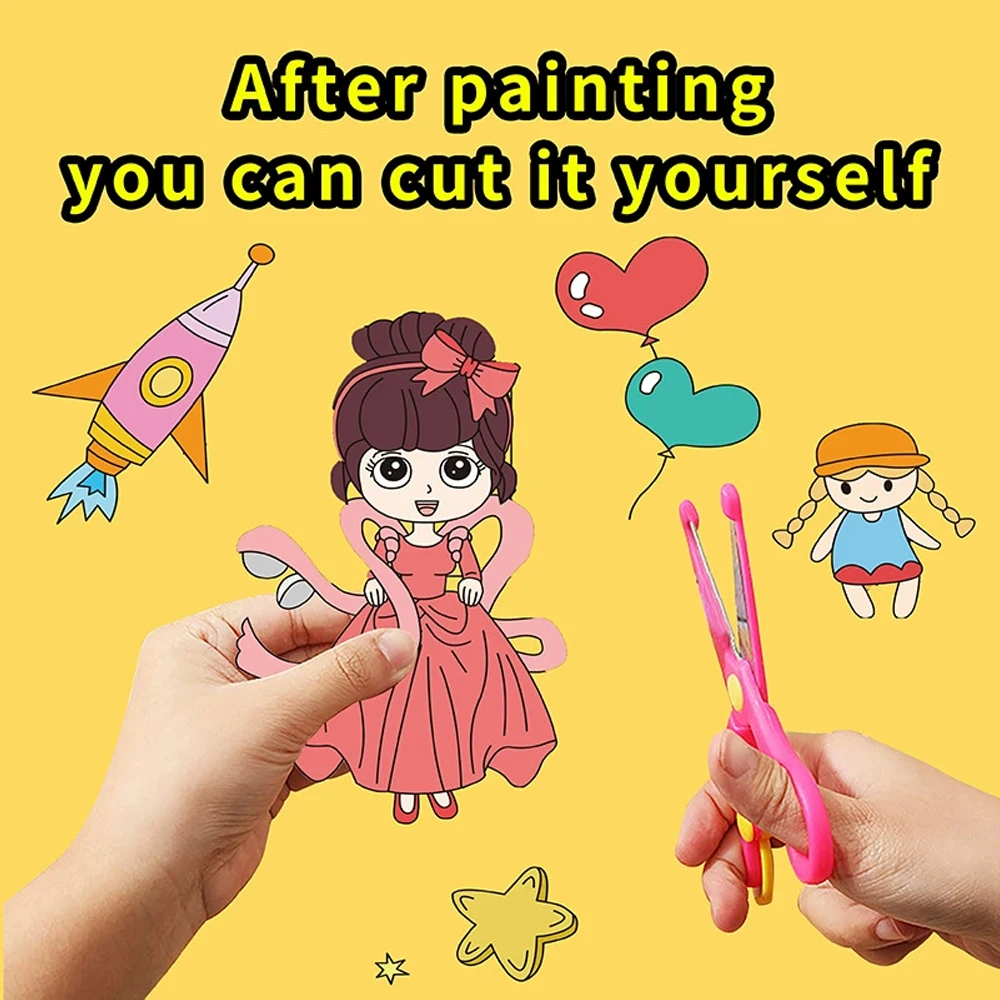 300CM DIY Graffiti Scroll Drawing Roll For Children Sticky Color Filling Paper Coloring Roll Kids Painting DIY Educational Toys