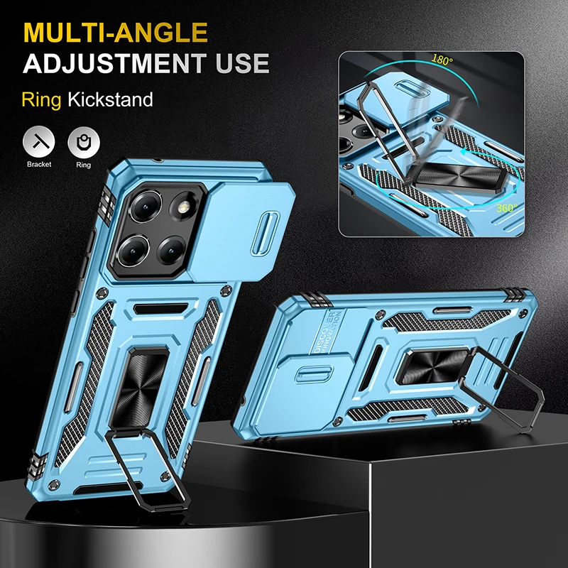 Heavy Duty 360° Kickstand Phone Case with Camera Protection