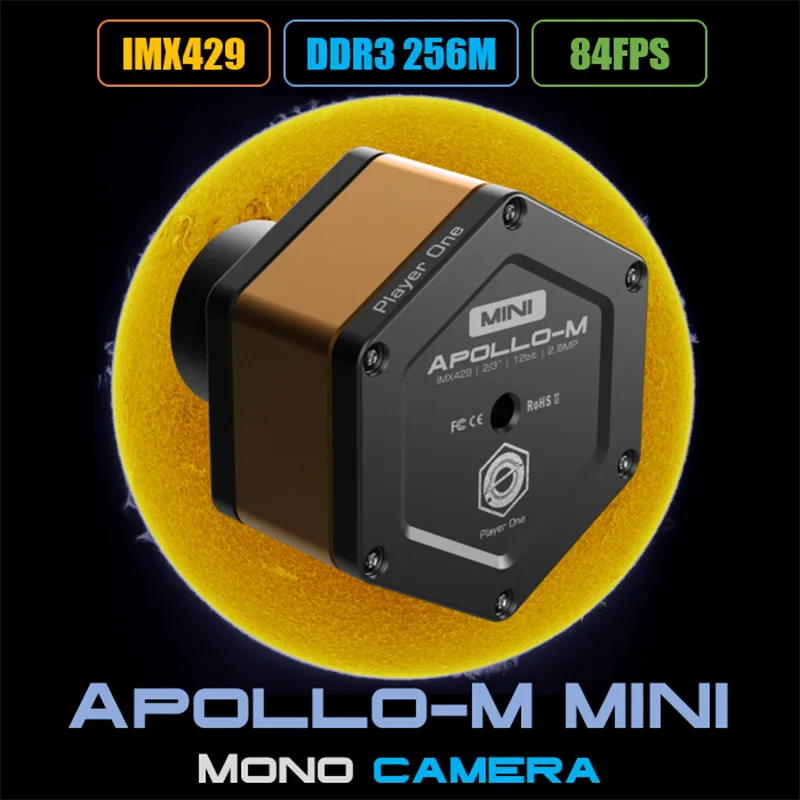 

Player One Apollo-M Mini USB3.0 Mono Camera IMX429 Focus On Solar Imaging Astrophotography Accessories Apollo Series Cmos