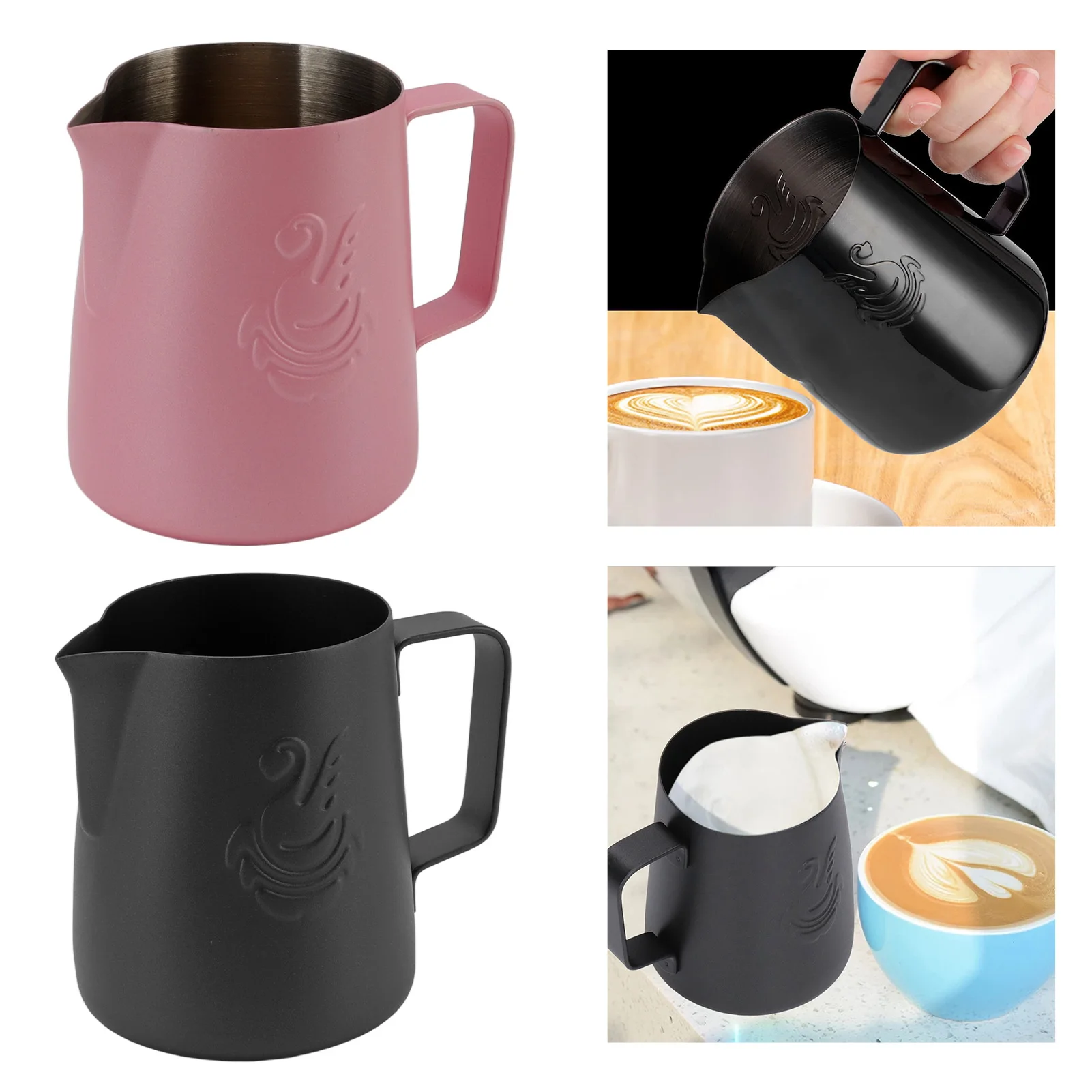 380ml Milk Steaming Frothing Pitcher Stainless Steel Non-Stick Milk Jug Pull Flower Cup Perfect for Coffee Cappuccino Latte Art milk frother jug,milk frothing jug