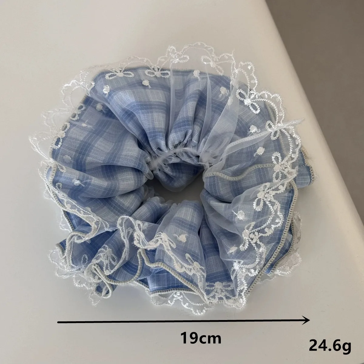Embroidered Floral Lace Hair Scrunchies and Headbands - Sweet Blue Accessories