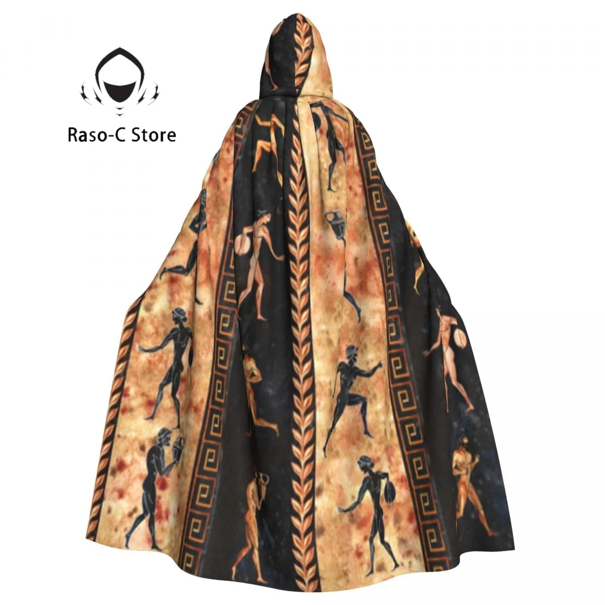 

Ancient Greek Athletes Painting Hooded Cloak Polyester Unisex Witch Cape Costume Accessory
