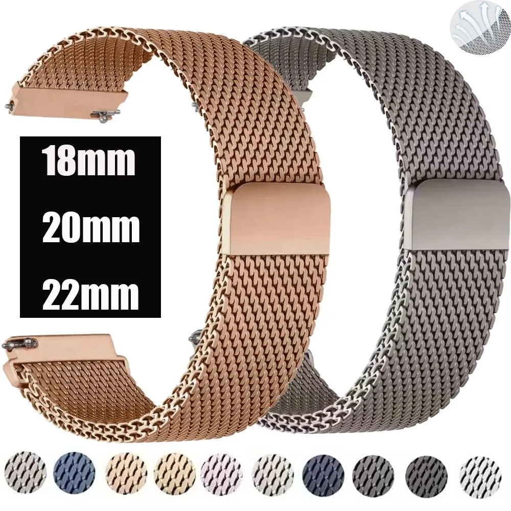 Magnetic Stainless Steel Watchband, Available in 18mm, 20mm, 22mm Sizes