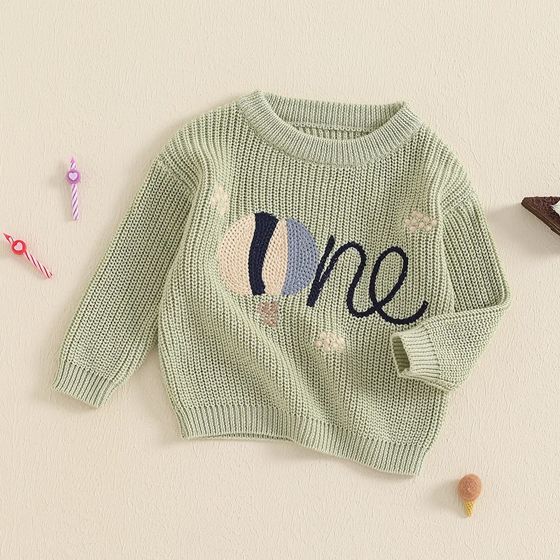 FOCUSNORM 5 Farben Herbst Winter Baby Jungen Mädchen Geburtstag Pullover Brief Stickerei Warme Gestrickte Langarm Pullover Strickwaren – Detail 33