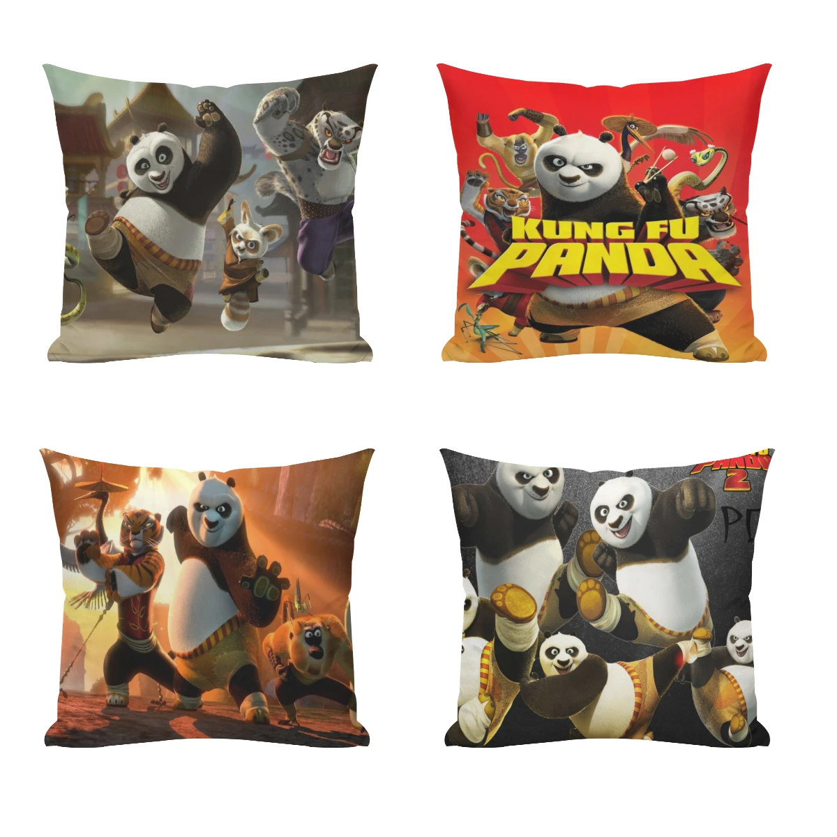 

K-Kung Fu Panda Pillow Case Home Bedroom Living Room Sofa Cushion Cover 45x45cm Peach Skin Pillowcase