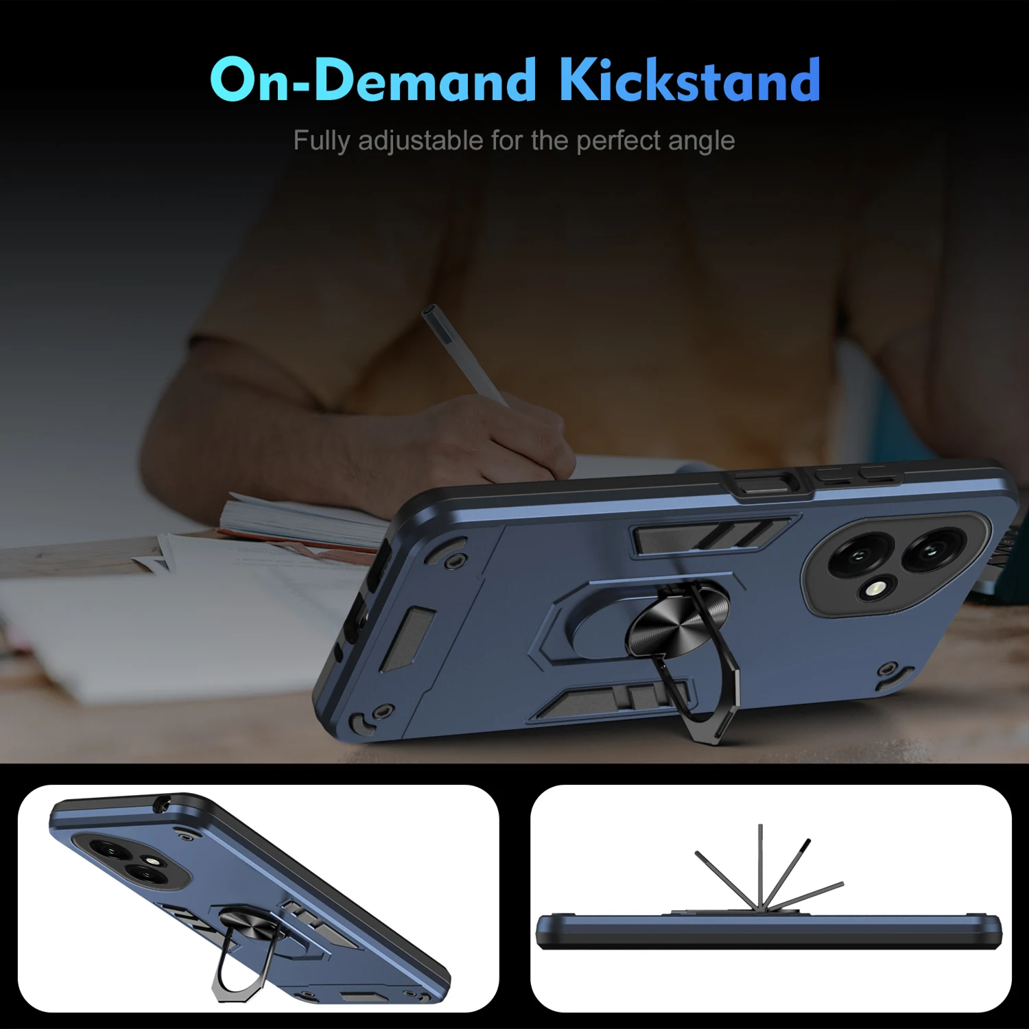 Rugged Military Armor Shockproof Case with Ring Stand Holder