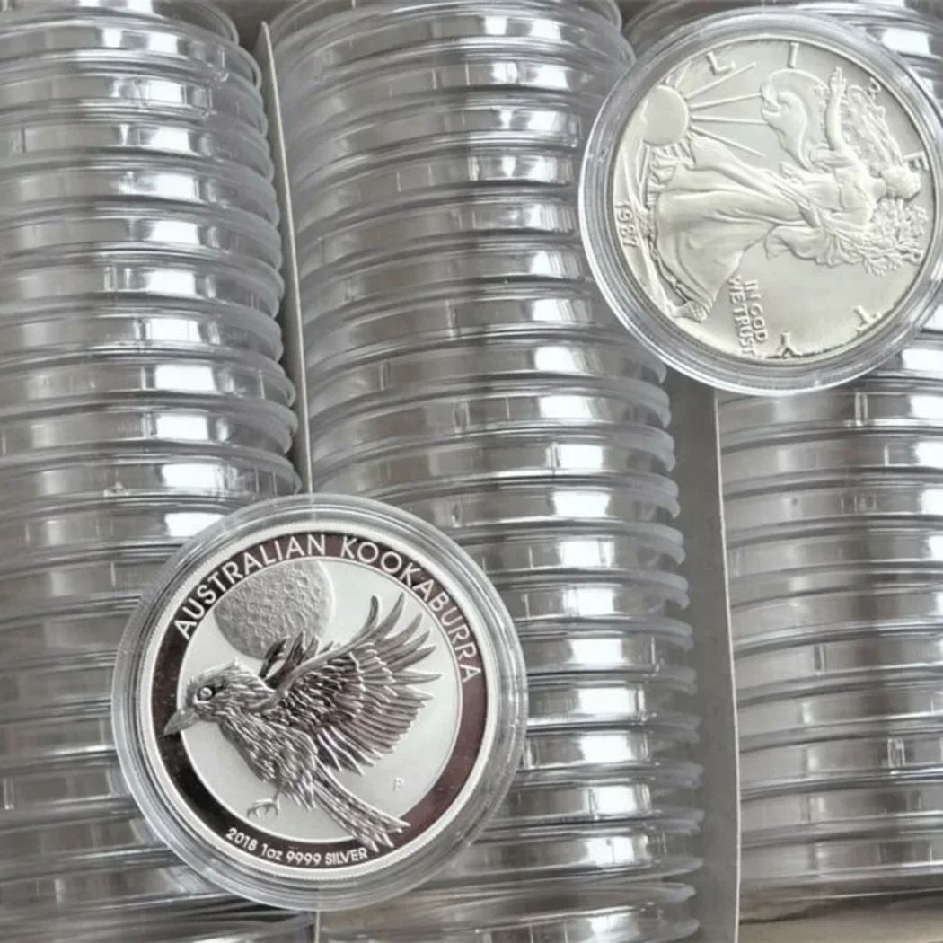 100pcs Transparent Round Boxes Coins Collection Large Capacity Plastic Capsules Cases 41mm*100 Capsules 1oz Coins Box Home 4