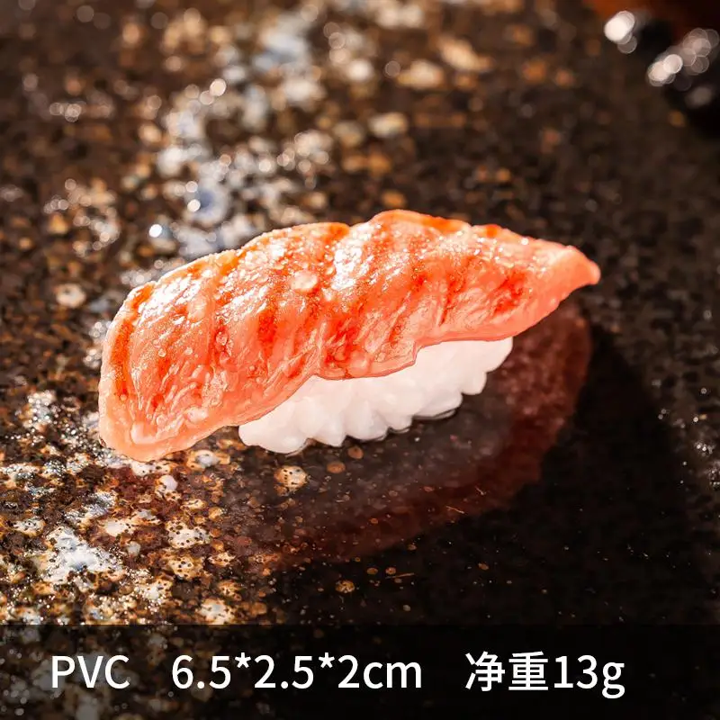 thumbnail image 1 of Accesorios de exhibición de alimentos de simulación falsos, sushi, salmón, atún, bloque de pescado, modelo de rebanadas de porciones, hotel, restaurante, decoración de tiendas, 1 of 5