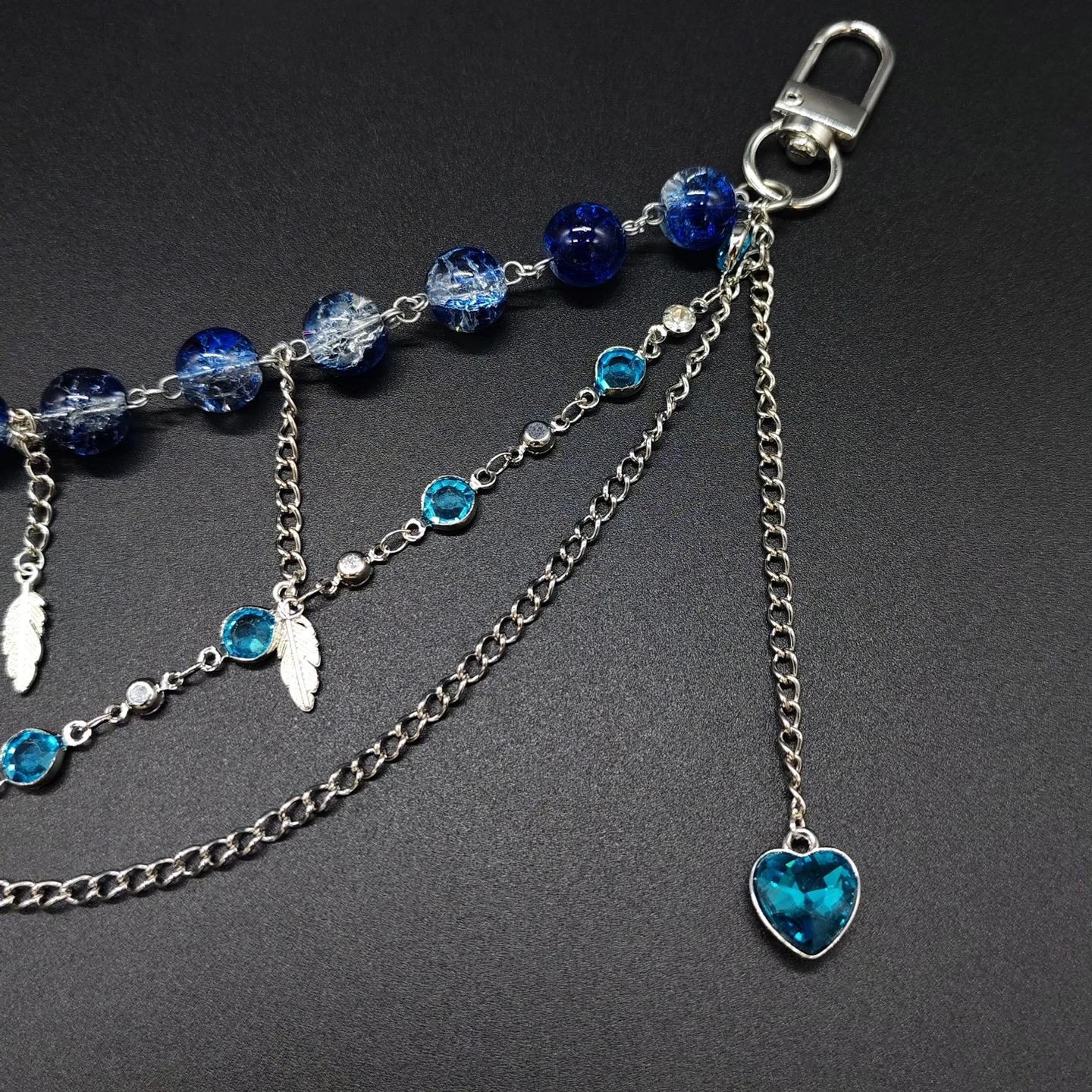 Sparkling Itabag Decor Chain Crystal Beads Heart Rhinestone Charm DIY Handmade Ornament for Bag Trouser Waist Chain Decoration
