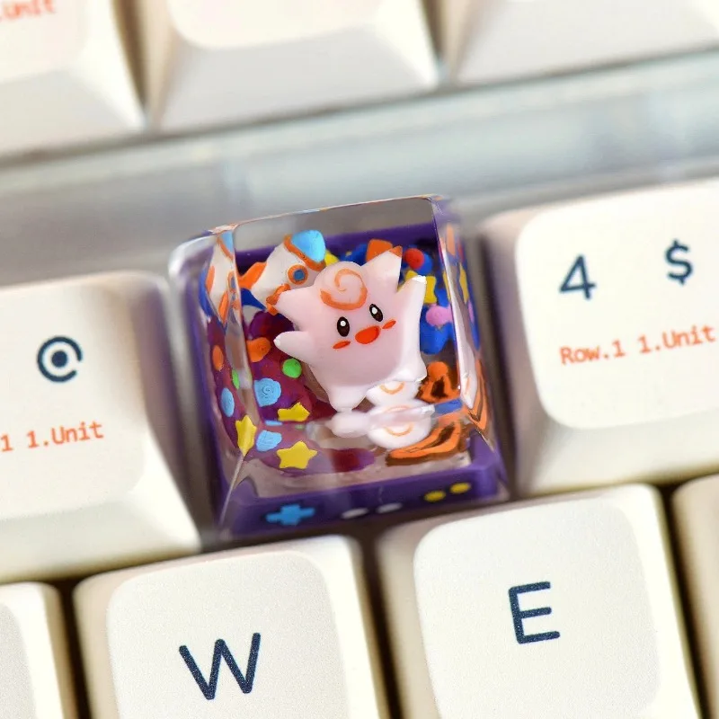 PTCG Pokemon Keycap  Mechanical Keyboard Resin Transparent Stereoscopic Keycap Pikachu Gengar Charmander Squirtle First Wave