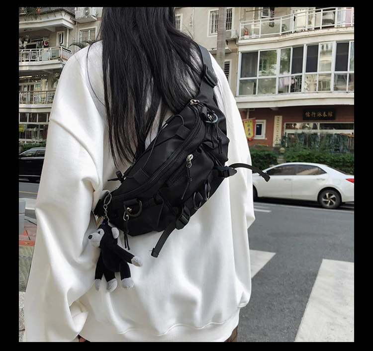 2024 Techwear Style Punk Hip Hop Single Shoulder Crossbody Bag Men Women Street Vintage Chest Bag Casual Sport Fanny Pack Сумка