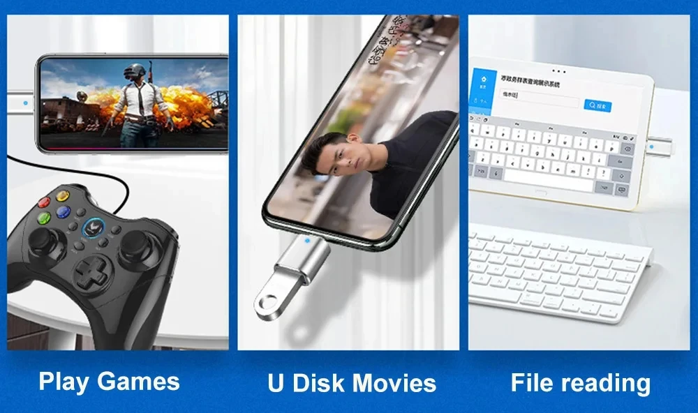 Versatile USB-A to Type-C Male Adapter with USB 3.0 and OTG Support for Charging and Connectivity