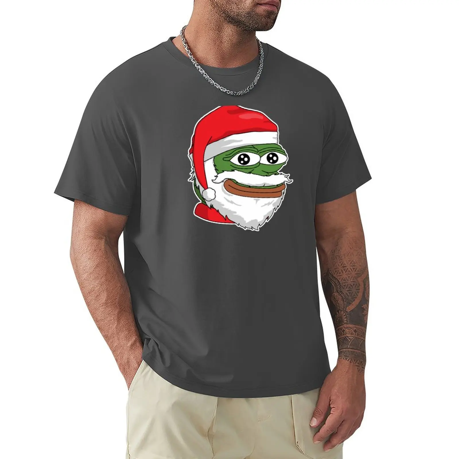 

Santa Pepe FeelsOkayMan - White Outline T-Shirt heavyweights oversizeds plain t shirts men
