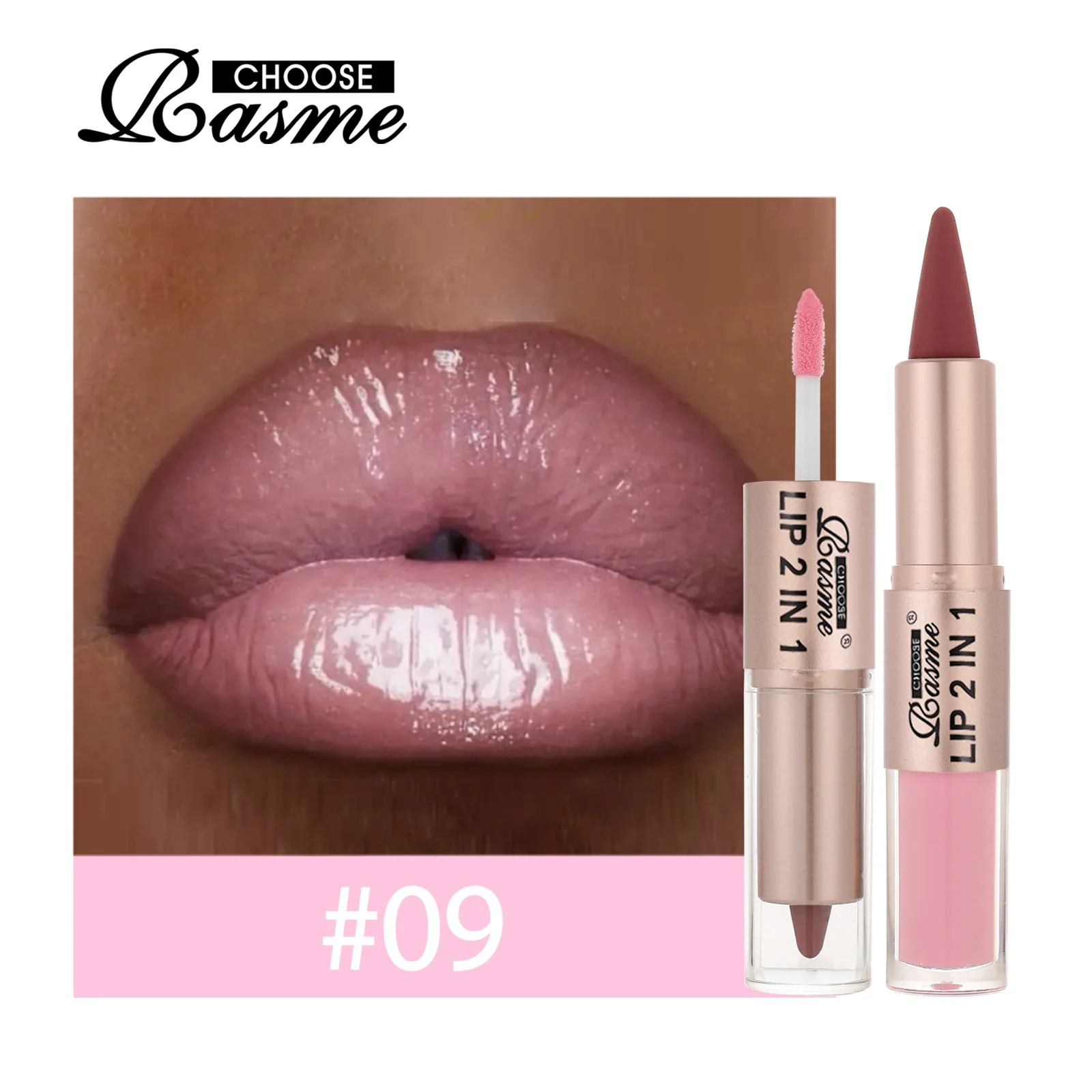 2IN1 Tapered Gradient Lipliner Pen Nude Brown Mirror Glass