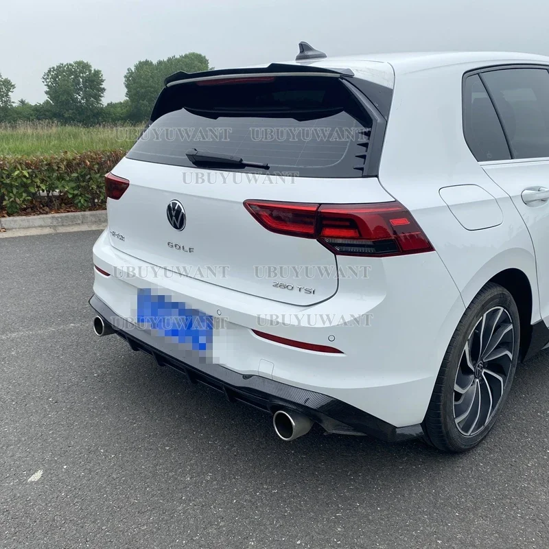

For Volkswagen GOLF 8 MK8 R-line gti R 2020+ ABS Black/CARBON COLOR/BLACK With White Car Rear Wing Spoiler