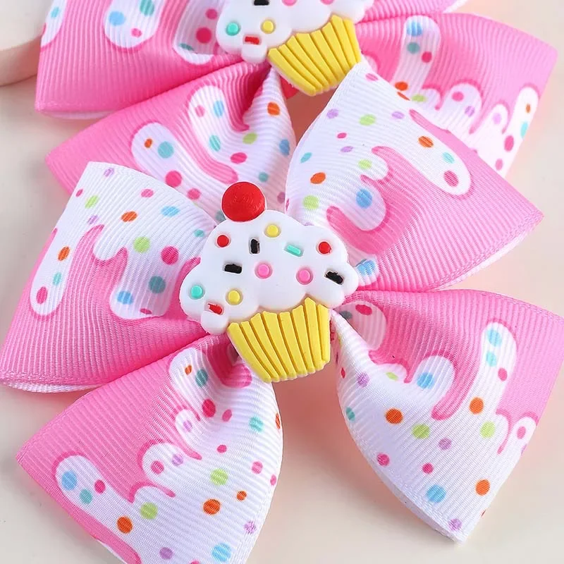 Oaoleer 2Pcs/set Sweet Girls Hair Bow Clips For Children Cute