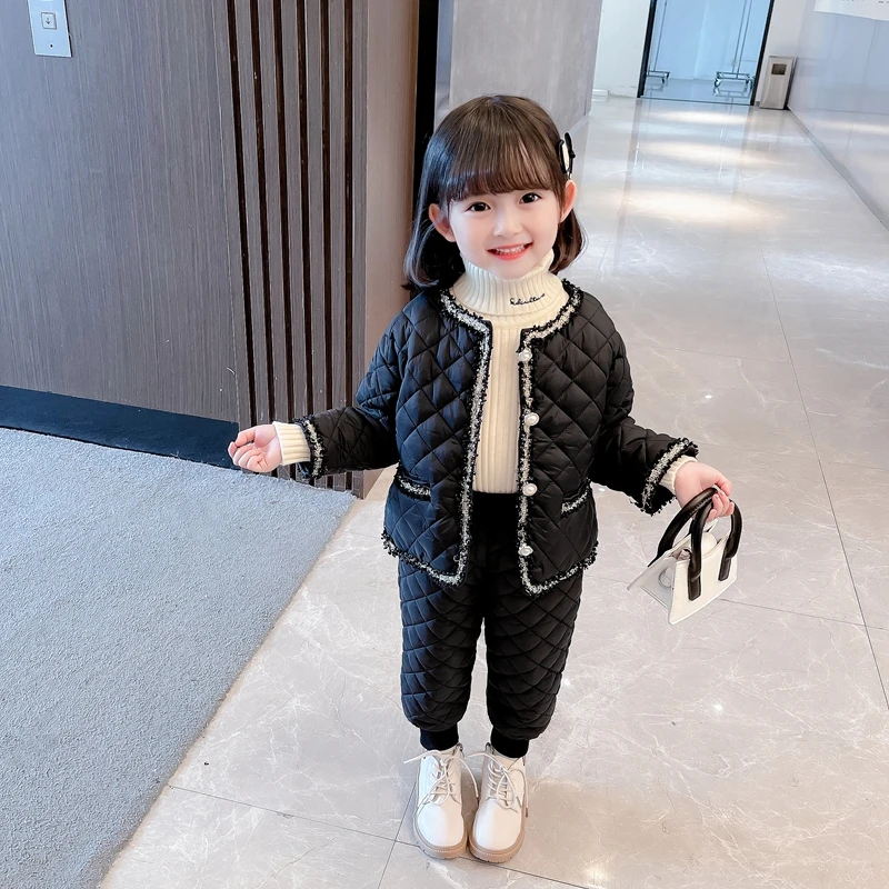 Baby Girls Autumn Winter Clothes Set Fashion Toddler O-Neck Long Sleeve  Cotton Jacket Pants 2Pcs Warm Suits Kids Outfits - AliExpress