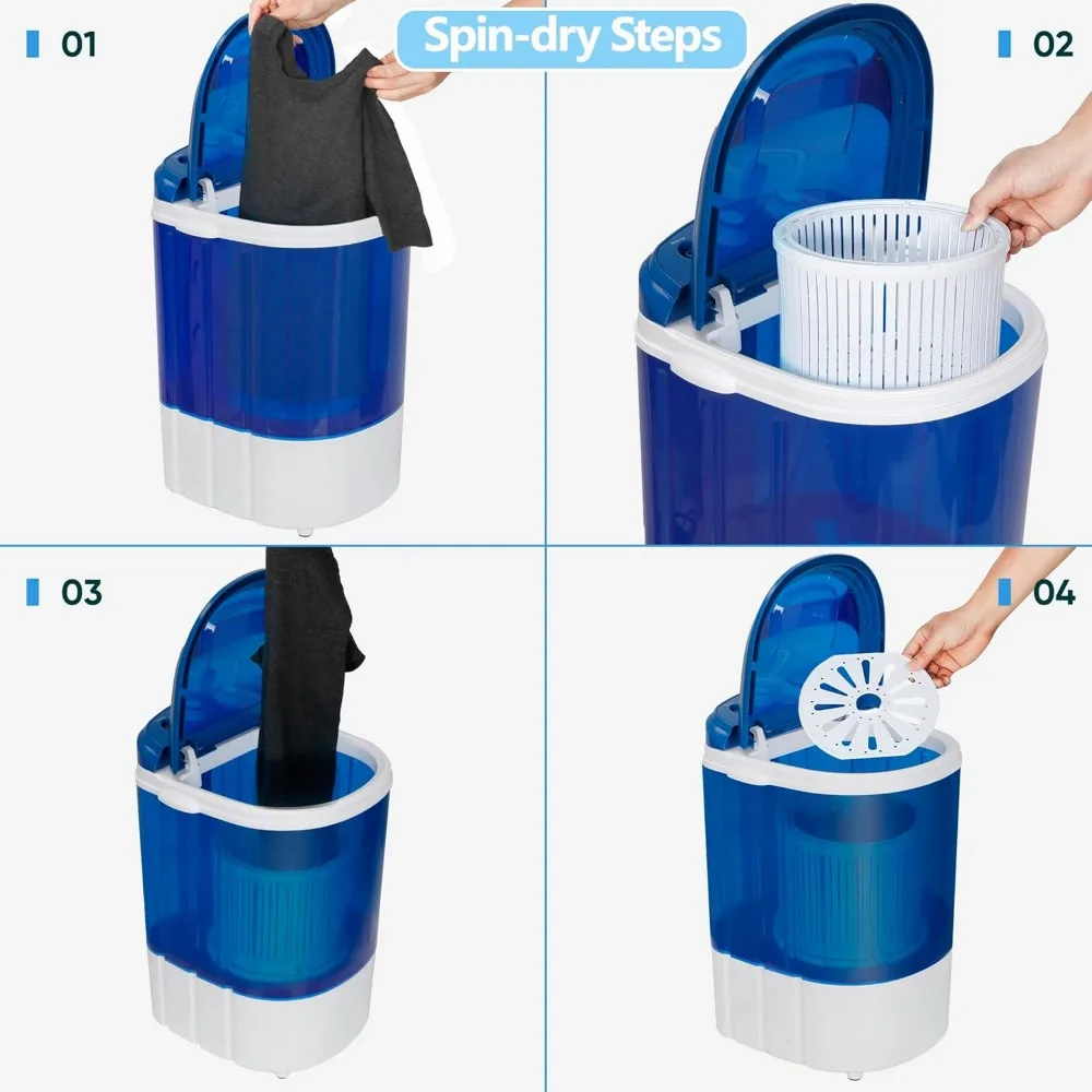 Portable Washing Machine 5.7 Lbs Washing Capacity Semi-Automatic Compact Washer Spinner Small Cloth Washer Laundry 5