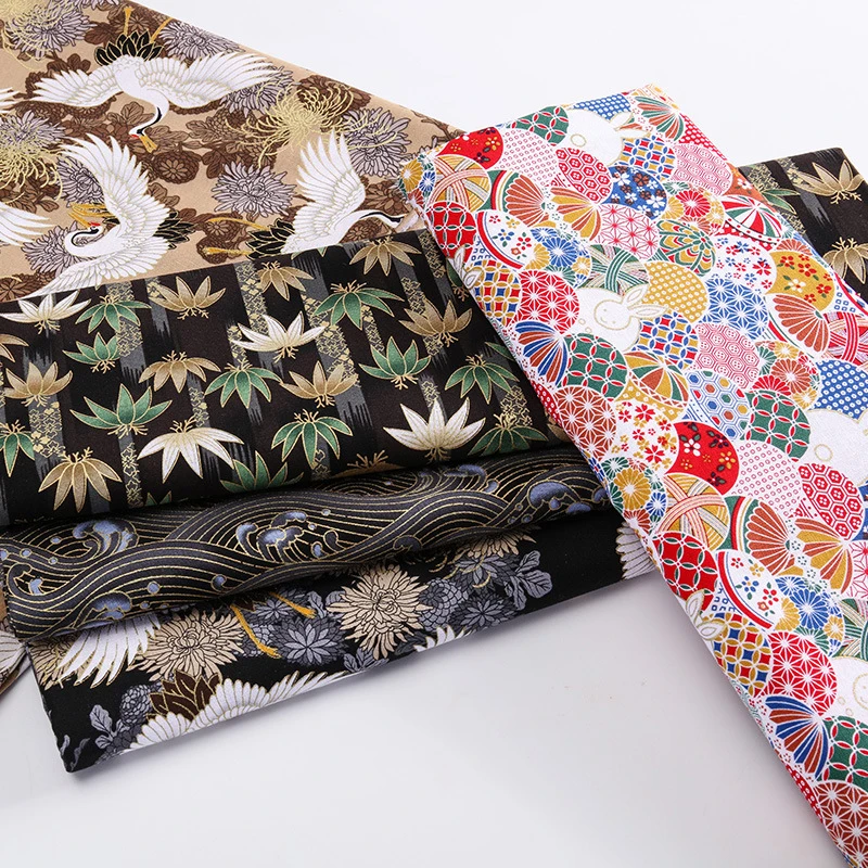 5pcs Japanese Style Hot Stamped Patchwork Cotton Fabric Diy Handmade Blanket Material Sewing Accessories Vintage Cotton Fabric