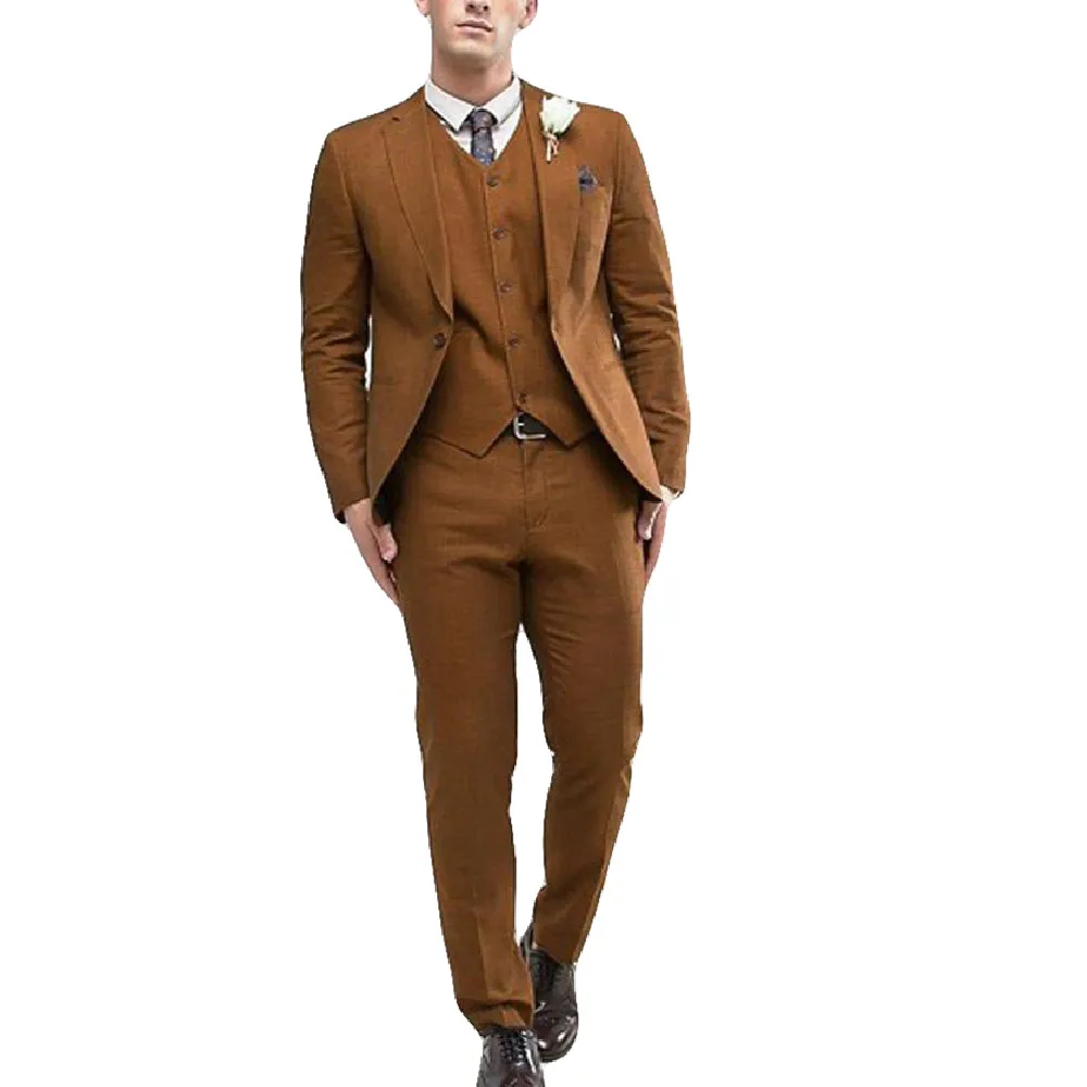 

Spoken Men 3 Piece Suit Wedding Tuxedos Groom Tuxedos Notch Lapel Slim Fit Men Dinner Prom Blazer(Jacket+Pants+Vest