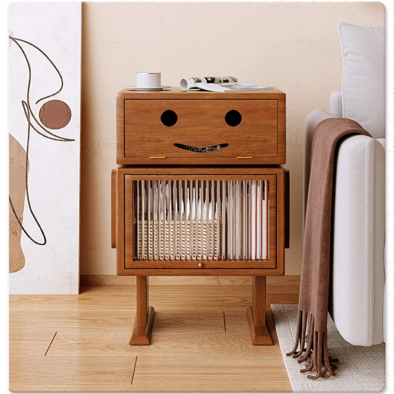 

Nightstand Solid Wood Robot Shape Oak Storage Cabinet Bedroom Creative Nightstand Living Room Storage Cabinet Mesa De Noche