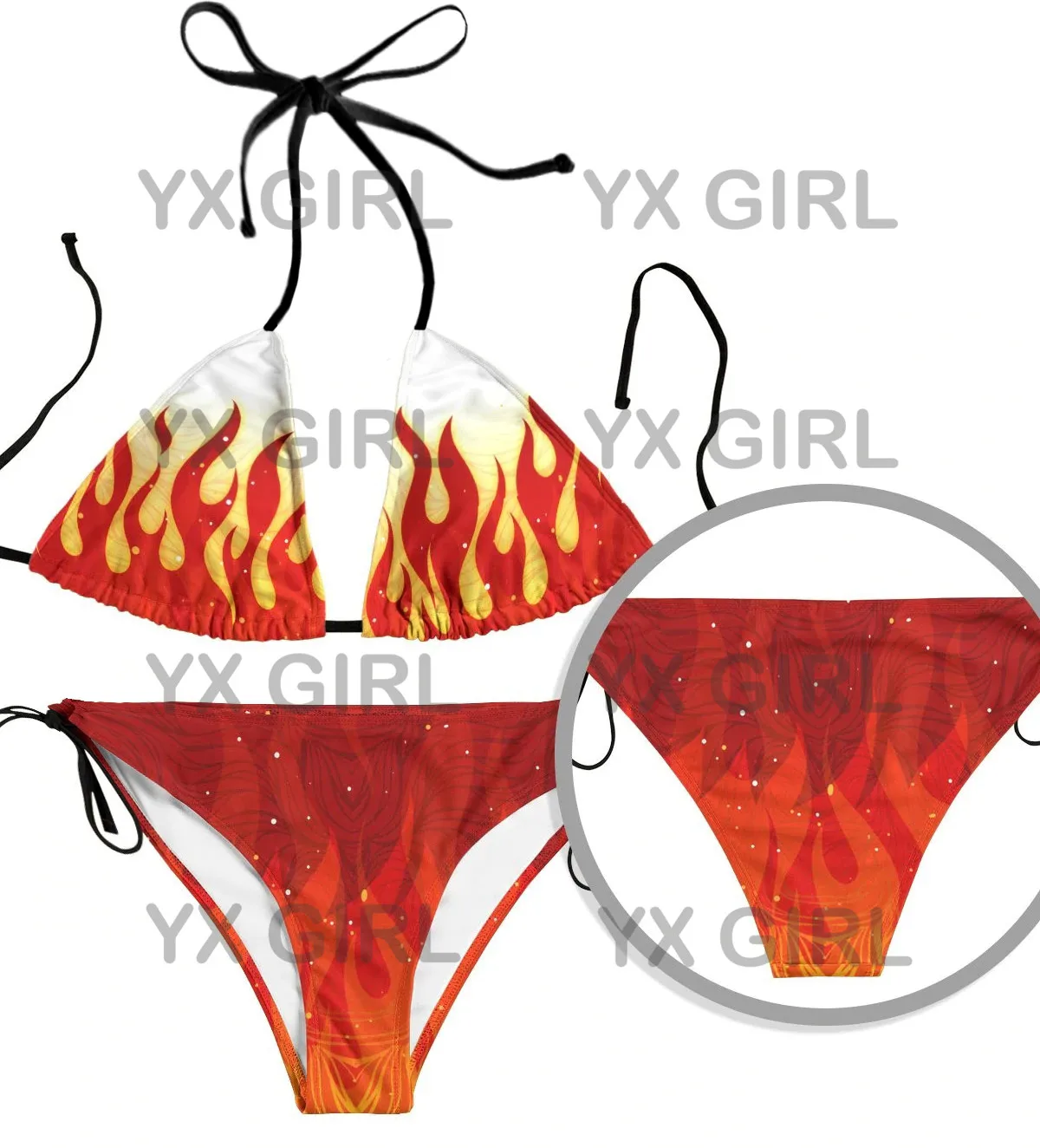 YX GIRL kyojuro-fire-bikini-swimsuit 3D All Over Printed Sexy Bikini Summer Women For Girl Beach Swimsuit Cosplay Clothes