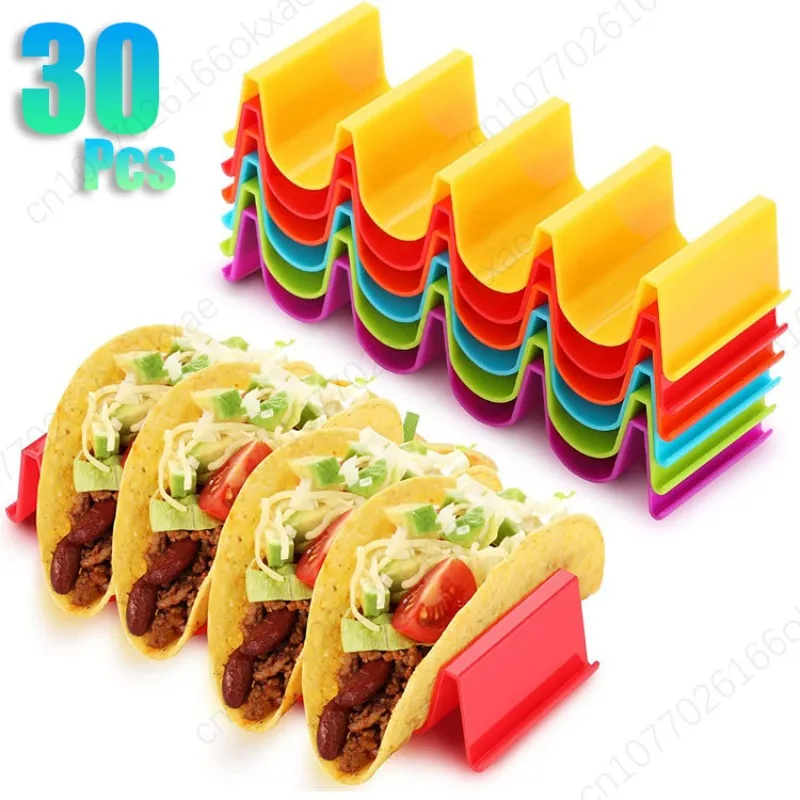 1-30PCS Taco Holder Mexican Pancake Rack Multicoloured Wavy Taco Holder Tortilla Tray Food Tray Rack Kitchen Baking Tools