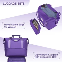 Ensemble de bagages 6 pièces violet raisin, valises rigides extensibles avec roulettes pivotantes et sacs de voyage 5