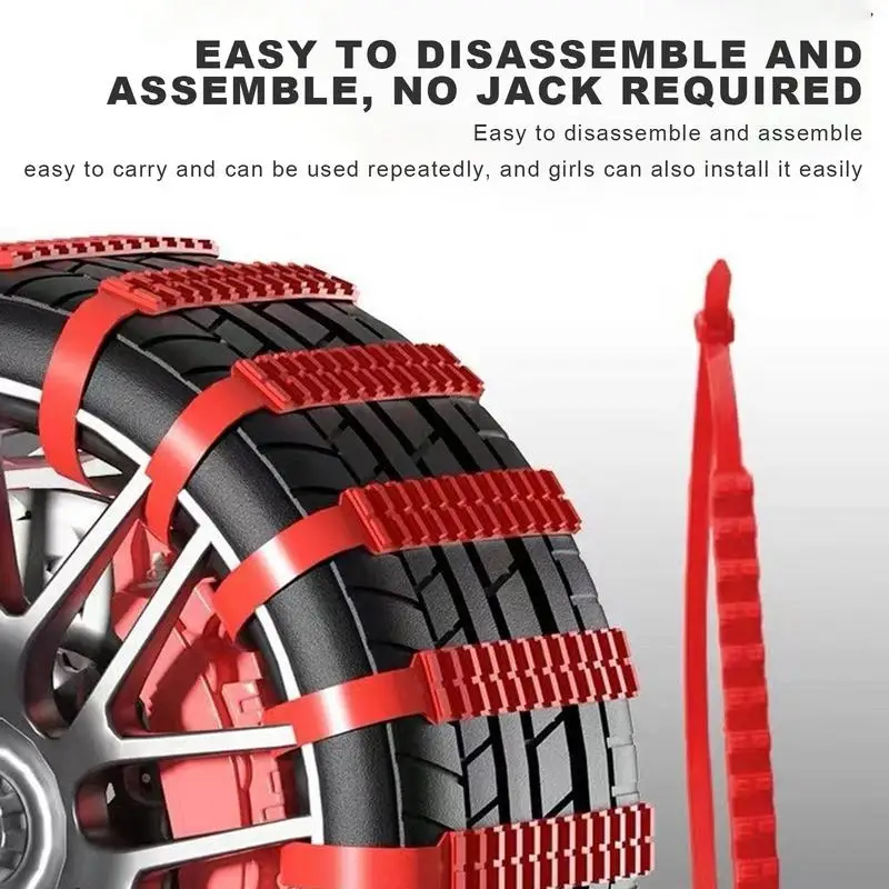 Tire Snow Chains Portable Tire Traction Chain Automotive Snow Socks For Tires Traction Device For Winter Accessory 6-1PCS